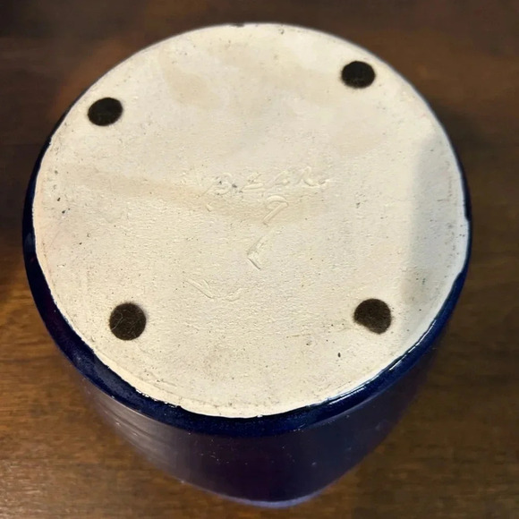 Cobalt Blue White & Blue Drip Top, Heart Shaped Studio Pottery Bowl, Signed NICE - Picture 7 of 10